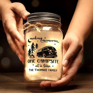 Home Is Where You Park It - Camping Personalized Custom Mason Jar Light - Gift For Couple, Husband Wife, Camping Lovers