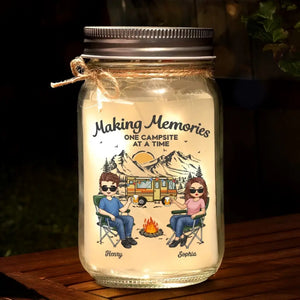 Making Memories One Campsite At A Time - Camping Personalized Custom Mason Jar Light - Gift For Husband Wife, Camping Lovers