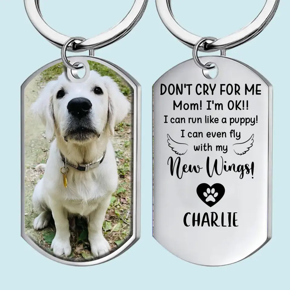 Don't Cry For Me I'm OK!! - Upload Image - New Arrival, Personalized Keychain AMZ