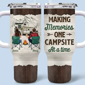 Find Joy In The Journey - Camping Personalized Custom 40 Oz Stainless Steel Tumbler With Handle - Gift For Camping Lovers