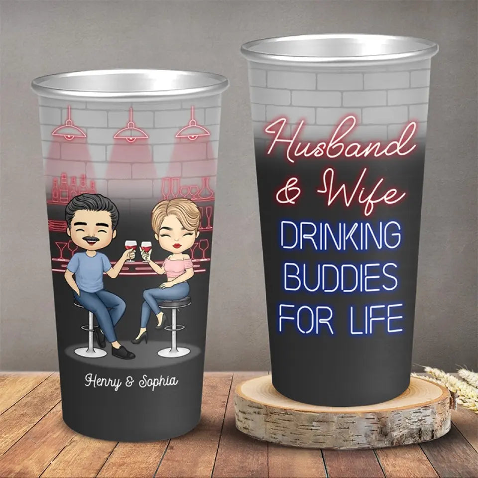 Couples That Drink Together - Couple Personalized Custom Aluminum Changing Color Cup - Gift For Husband Wife, Anniversary