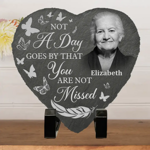 Custom Photo We Miss You And Love You Always - Memorial Personalized Custom Heart Shaped Stone With Stand - Sympathy Gift For Family Members