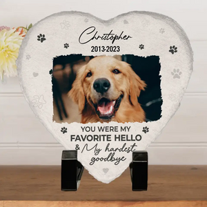 You were My Favorite Hello - Memorial Personalized Custom Heart Shaped Memorial Stone - New Arrival, Sympathy Gift For Pet Owners, Pet Lovers AMZ