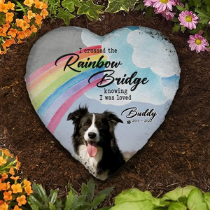 Rainbow Bridge Pet Memorial Gifts - Memorial Personalized Custom Heart Shaped Memorial Stone - New Arrival, Sympathy Gift For Pet Owners, Pet Lovers AMZ