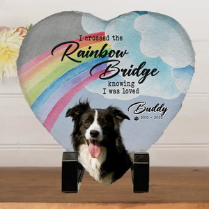 Rainbow Bridge Pet Memorial Gifts - Memorial Personalized Custom Heart Shaped Memorial Stone - New Arrival, Sympathy Gift For Pet Owners, Pet Lovers AMZ