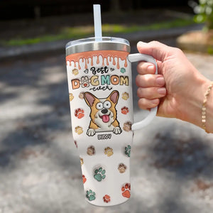 My Kids Have Paws - Dog & Cat Personalized Custom 3D Inflated Effect Printed 40 Oz Stainless Steel Tumbler With Handle - Gift For Pet Owners, Pet Lovers