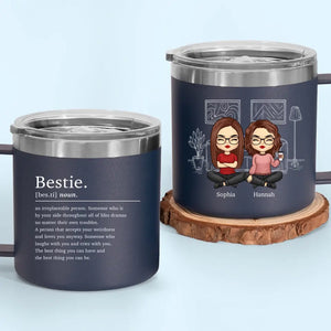 Friendship's The Wine Of Life - Bestie Personalized Custom 14oz Stainless Steel Tumbler With Handle - Gift For Best Friends, BFF, Sisters