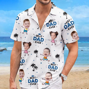 Custom Photo Coolest Dad On The Beach - Family Personalized Custom Unisex Tropical Hawaiian Aloha Shirt - Summer Vacation Gift, Gift For Dad