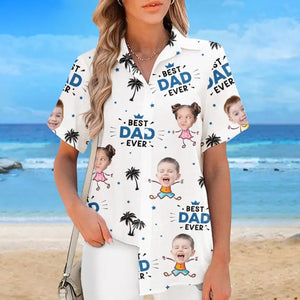 Custom Photo Coolest Dad On The Beach - Family Personalized Custom Unisex Tropical Hawaiian Aloha Shirt - Summer Vacation Gift, Gift For Dad