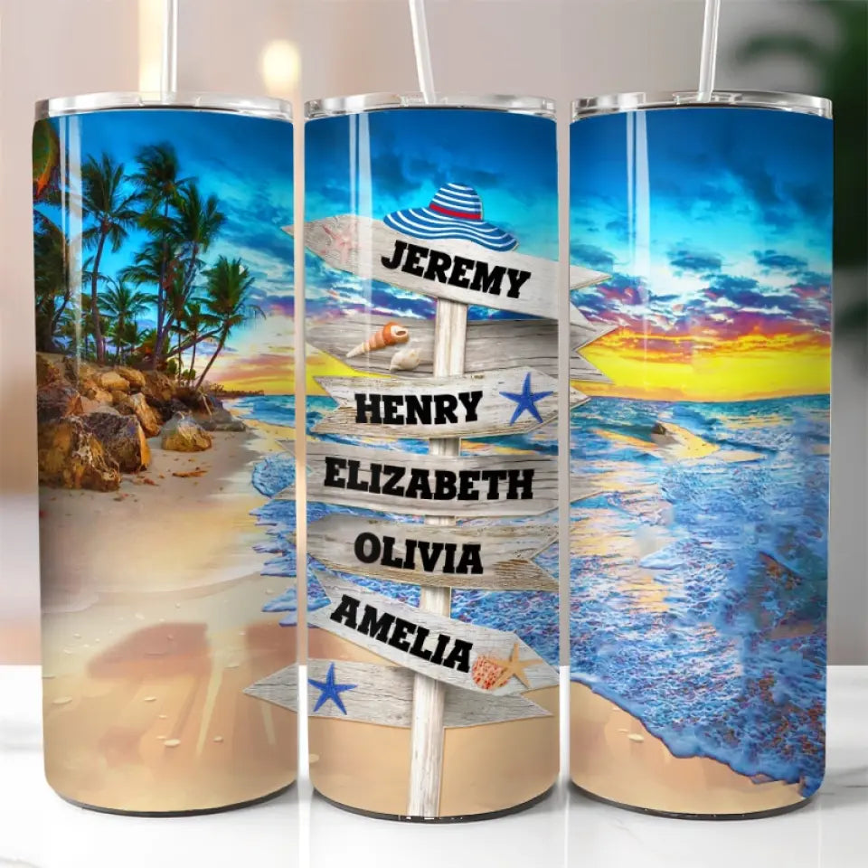 Make This Summer Unforgettable With Your loved Ones - Family Personalized Custom Skinny Tumbler - Summer Vacation Gift For Family Members