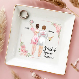 Celebrating Love And Friendship - Bestie Personalized Custom Jewelry Dish - Wedding Gift, Bridesmaid Gift For Best Friends, BFF, Sisters