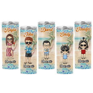 The Best Summer Vacation - Family Personalized Custom Skinny Tumbler - Summer Vacation Gift, Birthday Pool Party Gift For Family Members