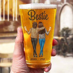 The Girls Are Drinking Again - Bestie Personalized Custom Beer Glass - Summer Vacation Gift For Best Friends, BFF, Sisters, Coworkers