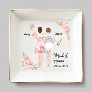 Celebrating Love And Friendship - Bestie Personalized Custom Jewelry Dish - Wedding Gift, Bridesmaid Gift For Best Friends, BFF, Sisters