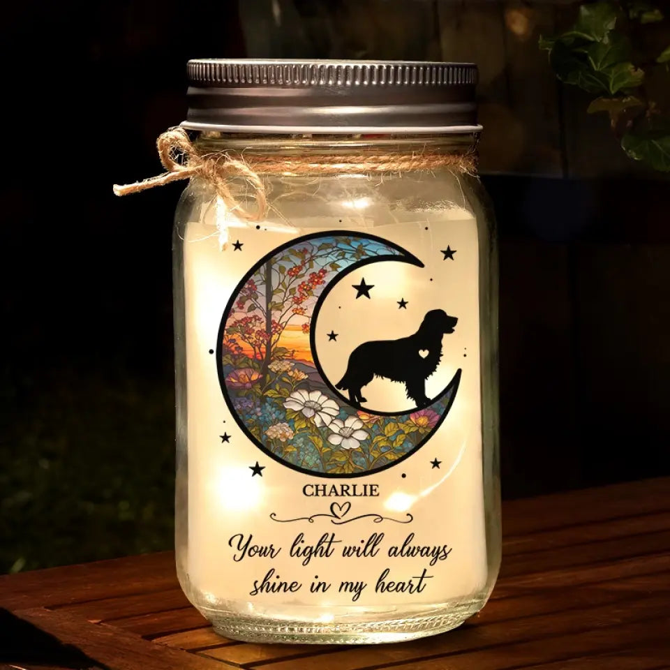 In Memory Of A Faithful Friend - Memorial Personalized Custom Mason Jar Light - Sympathy Gift For Pet Owners, Pet Lovers