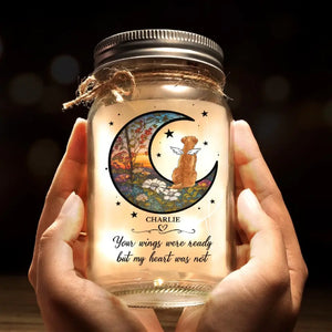 Some Angels Choose Fur Instead Of Wings - Memorial Personalized Custom Mason Jar Light - Sympathy Gift For Pet Owners, Pet Lovers