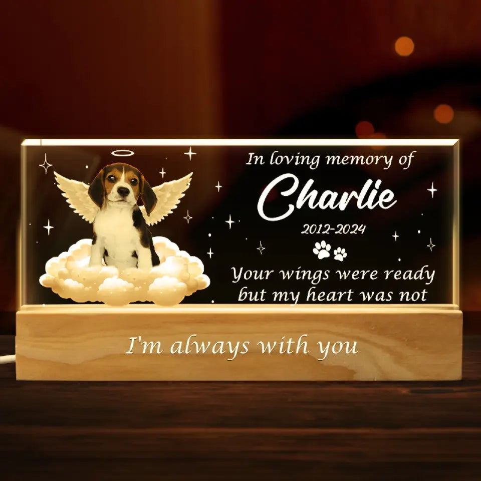 Custom Photo Your Wings Were Ready - Memorial Personalized Custom Acrylic Letters 3D LED Night Light - Sympathy Gift For Pet Owners, Pet Lovers