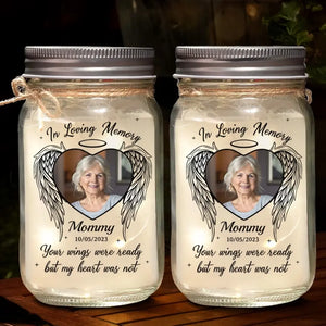 Custom Photo Forever In Our Hearts - Memorial Personalized Custom Mason Jar Light - Sympathy Gift For Family Members