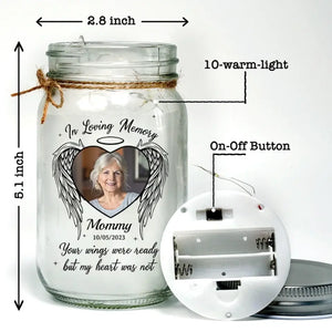 Custom Photo Forever In Our Hearts - Memorial Personalized Custom Mason Jar Light - Sympathy Gift For Family Members