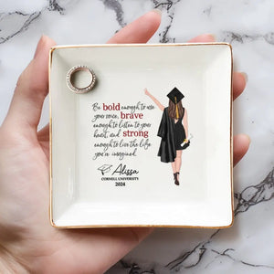 Dream Big And Just Go For It - Family Personalized Custom Jewelry Dish - Graduation Gift For Family Members, Siblings, Brothers, Sisters