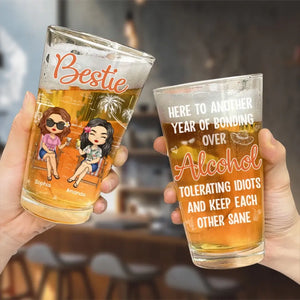 Cheers To Good Friends And Great Beer - Bestie Personalized Custom Beer Glass - Summer Vacation Gift For Best Friends, BFF, Sisters, Coworkers