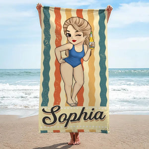 On Enjoying Every Part Of Summer - Bestie Personalized Custom Beach Towel - Summer Vacation Gift, Birthday Pool Party Gift For Best Friends, BFF, Sisters