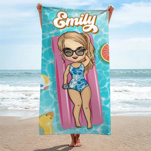 Summertime Is Calling Us - Bestie Personalized Custom Beach Towel - Summer Vacation Gift, Birthday Pool Party Gift For Best Friends, BFF, Sisters