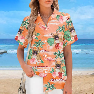 Custom Photo It's Beach Time - Dog & Cat Personalized Custom Unisex Tropical Hawaiian Aloha Shirt - Summer Vacation Gift, Gift For Pet Owners, Pet Lovers