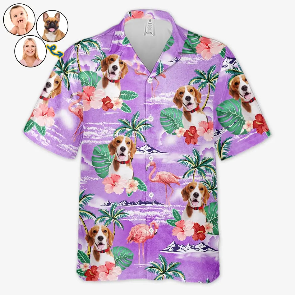 Custom Photo Summer Comes In Waves - Dog & Cat Personalized Custom Unisex Tropical Hawaiian Aloha Shirt - Summer Vacation Gift, Gift For Pet Owners, Pet Lovers