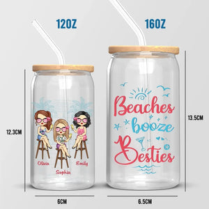 Beach Days And Besties Always - Bestie Personalized Custom Glass Cup, Iced Coffee Cup - Summer Vacation Gift For Best Friends, BFF, Sisters