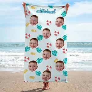 Custom Photo Let's Have An Unforgettable Summer - Family Personalized Custom Beach Towel - Summer Vacation Gift For Family Members