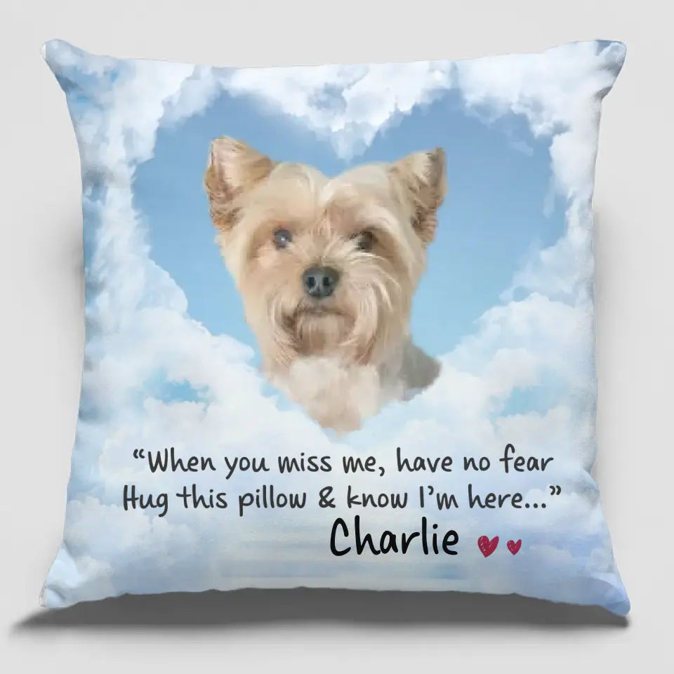 Custom Photo I'm In Heaven But My Heart's Always Here With You AMZ - Memorial Personalized Custom Pillow - Sympathy Gift, Gift For Pet Owners, Pet Lovers