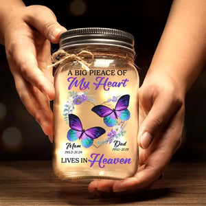 Your Memory Lives On - Memorial Personalized Custom Mason Jar Light - Sympathy Gift For Family Members