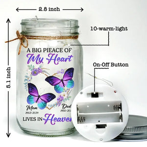 Your Memory Lives On - Memorial Personalized Custom Mason Jar Light - Sympathy Gift For Family Members