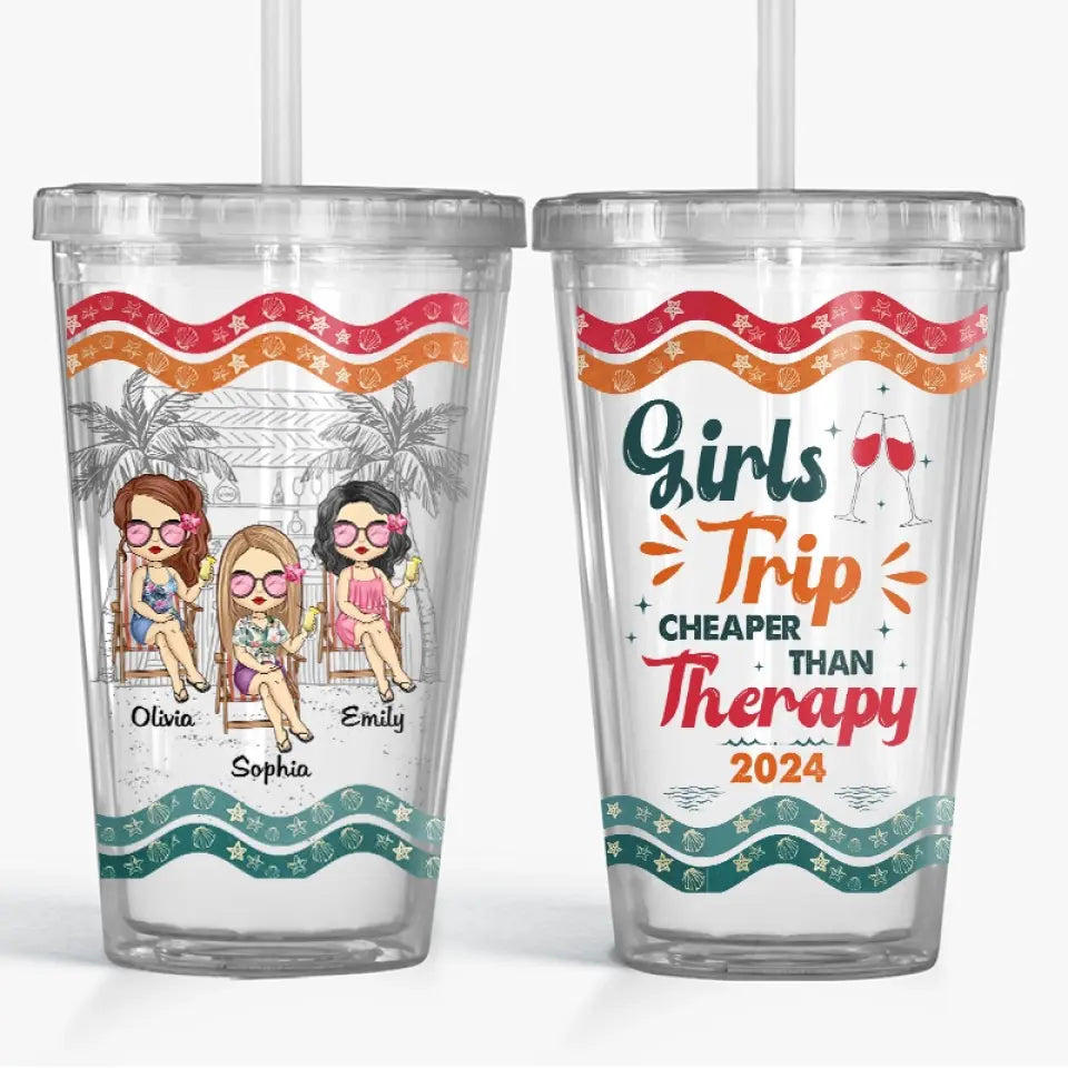 Good Times And Crazy Friends Make The Best Memories - Bestie Personalized Custom Clear Acrylic Tumbler - Summer Vacation Gift For Best Friends, BFF, Sisters