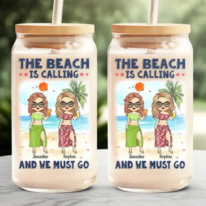 Friends Who Travel Together, Stay Together - Bestie Personalized Custom Glass Cup, Iced Coffee Cup - Summer Vacation Gift For Best Friends, BFF, Sisters