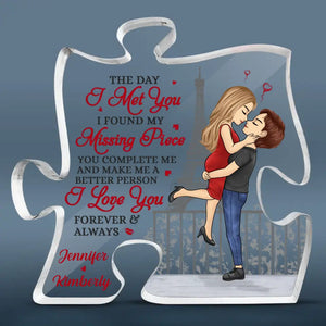 You Will Forever Be My Always - Couple Personalized Custom Puzzle Shaped Acrylic Plaque - Gift For Husband Wife, Anniversary, LGBTQ+