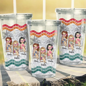 Good Times And Crazy Friends Make The Best Memories - Bestie Personalized Custom Clear Acrylic Tumbler - Summer Vacation Gift For Best Friends, BFF, Sisters