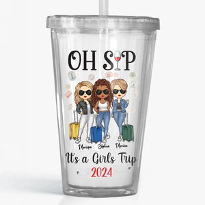 Holy Sip! It's A Besties Trip - Bestie Personalized Custom Clear Acrylic Tumbler - Summer Vacation Gift For Best Friends, BFF, Sisters