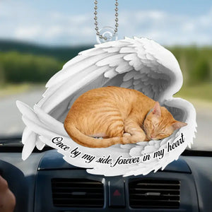 Custom Photo Once By My Side, Forever In My Heart - Memorial Personalized Custom Car Ornament - Acrylic Custom Shaped - Sympathy Gift For Pet Owners, Pet Lovers