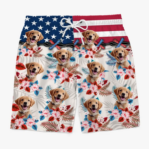 Custom Photo Enjoy Summer - Dog & Cat Personalized Custom Tropical Hawaiian Aloha Men Beach Shorts - 4th Of July, Summer Vacation Gift, Birthday Party Gift For Pet Owners, Pet Lovers