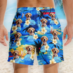 Custom Photo Life Is Better With Sandy Paws - Dog & Cat Personalized Custom Tropical Hawaiian Aloha Men Beach Shorts - Summer Vacation Gift, Birthday Party Gift For Pet Owners, Pet Lovers