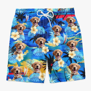 Custom Photo Life Is Better With Sandy Paws - Dog & Cat Personalized Custom Tropical Hawaiian Aloha Men Beach Shorts - Summer Vacation Gift, Birthday Party Gift For Pet Owners, Pet Lovers