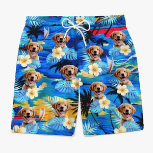 Custom Photo Life Is Better With Sandy Paws - Dog & Cat Personalized Custom Tropical Hawaiian Aloha Men Beach Shorts - Summer Vacation Gift, Birthday Party Gift For Pet Owners, Pet Lovers