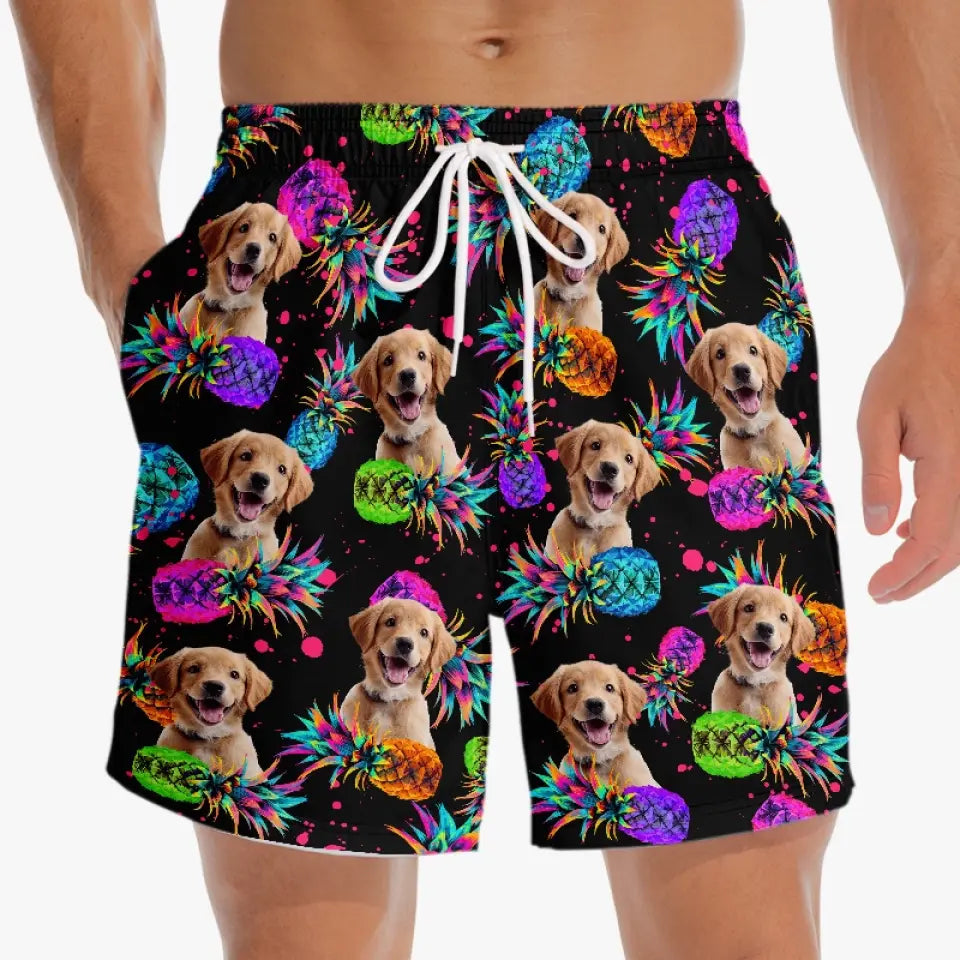 Custom Photo Fur And Sun Make Everything Fun - Dog & Cat Personalized Custom Tropical Hawaiian Aloha Men Beach Shorts - Summer Vacation Gift, Birthday Party Gift For Pet Owners, Pet Lovers