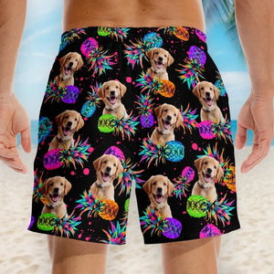 Custom Photo Fur And Sun Make Everything Fun - Dog & Cat Personalized Custom Tropical Hawaiian Aloha Men Beach Shorts - Summer Vacation Gift, Birthday Party Gift For Pet Owners, Pet Lovers