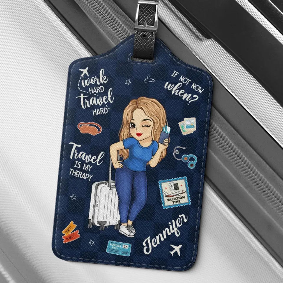 Travel More, Worry Less - Travel Personalized Custom Luggage Tag - Holiday Vacation Gift, Gift For Adventure Travel Lovers