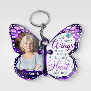 Custom Photo Live Like A Butterfly - Memorial Personalized Custom Shaped Acrylic Keychain - Sympathy Gift For Family Members