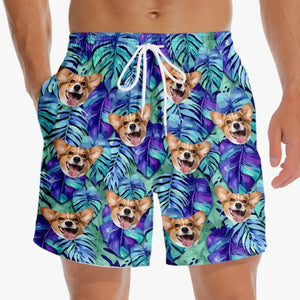 Custom Photo Meet Me Where The Sky Touches The Sea - Dog & Cat Personalized Custom Tropical Hawaiian Aloha Men Beach Shorts - Summer Vacation Gift, Birthday Party Gift For Pet Owners, Pet Lovers