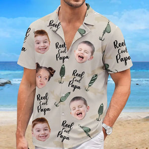 Custom Photo Just A Dad And His Boy - Family Personalized Custom Unisex Tropical Hawaiian Aloha Shirt - Summer Vacation Gift, Gift For Dad, Grandpa